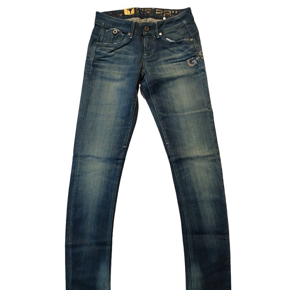 G-Star Raw Corvet Skinny Border Embro Comfort Ponte Blue Denim Jeans Sz 26 NWT